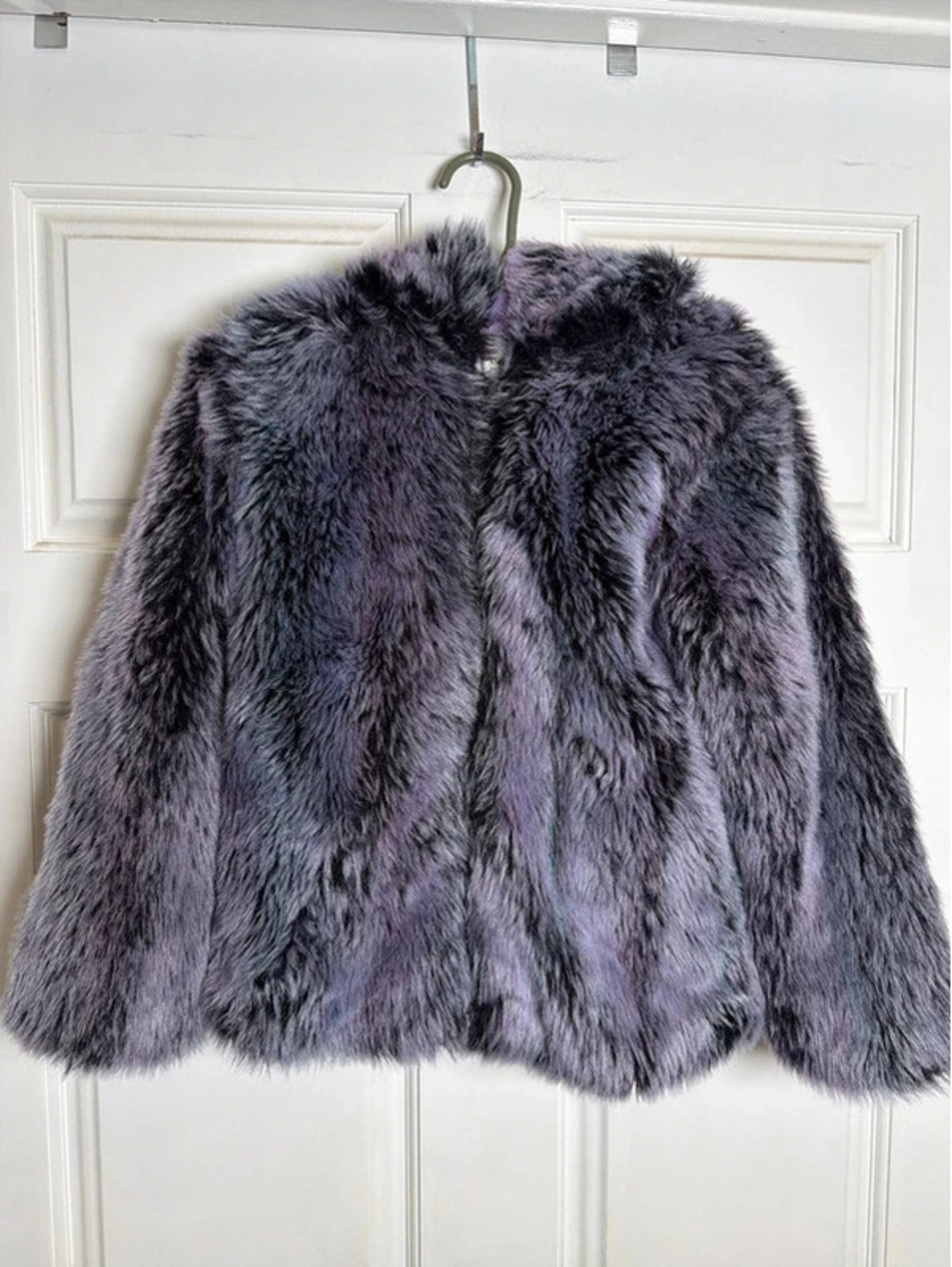 Girls Faux Fur Coat Zip 6 Purple Black Blue
